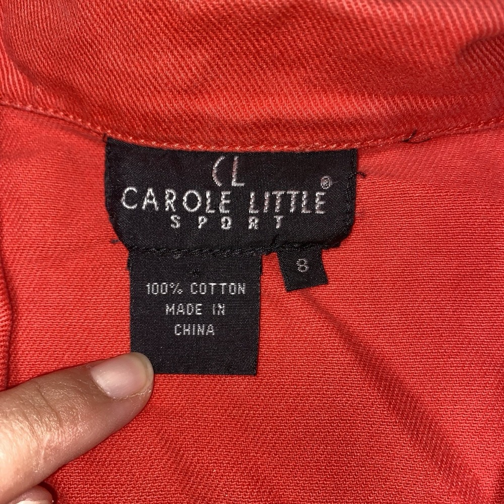 Carole Little Red Embroidered‎ Tropical Jean Jacket Size 8 - Picture 3 of 7